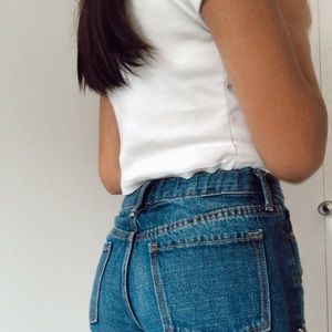 basic dark wash denim jean shorts from old navy